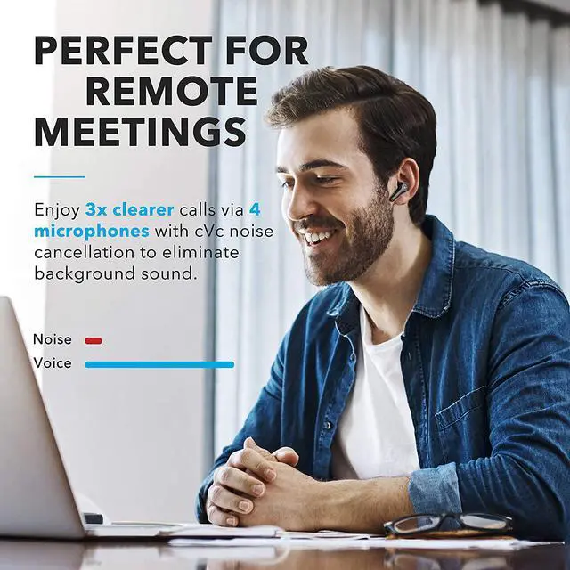 Alt view image 2 of 7 - Anker Soundcore Liberty Air 2 Wireless Earbuds, Diamond-Inspired Drivers, Bluetooth Earphones, 4 Mics, Noise Reduction, 28H Playtime, HearID, Bluetooth 5, Wireless Charging, For Calls, Home