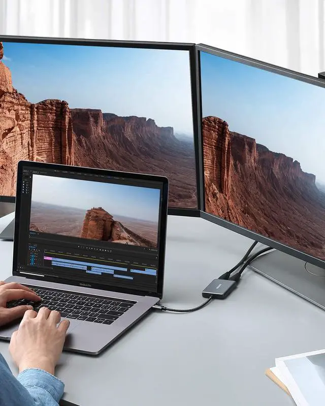 Alt view image 7 of 7 - Anker USB C to Dual HDMI Adapter, Compact and Portable USB C Adapter, Supports 4K@60Hz and Dual 4K@30Hz, for MacBook Pro, MacBook Air, iPad Pro, XPS, and More [Compatible with Thunderbolt 3 Ports]