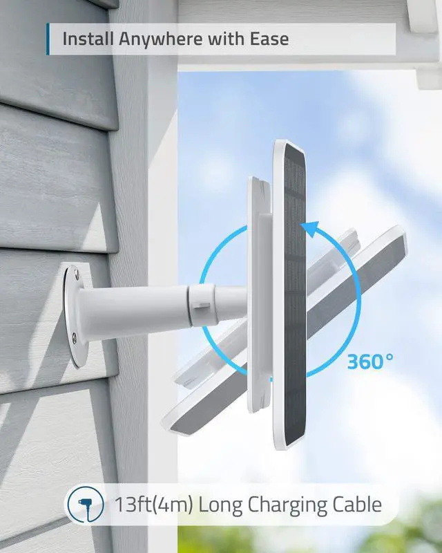 Alt view image 6 of 6 - eufy Security Certified eufyCam Solar Panel, Compatible with eufyCam, Continuous Power Supply, 2.6W Solar Panel, IP65 Weatherproof