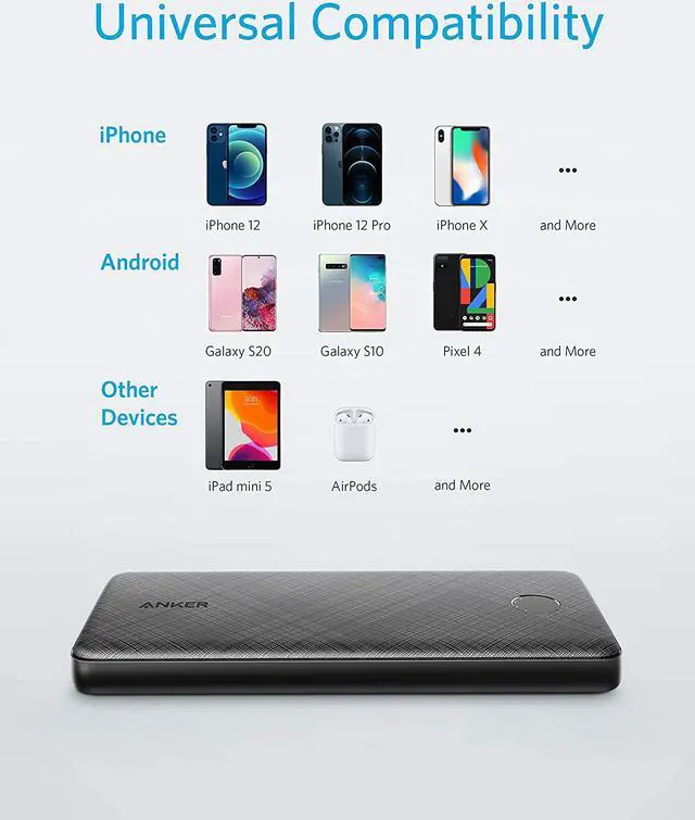 Alt view image 5 of 7 - Anker PowerCore Slim 10000 PD, 20W 10000mAh Power Delivery Power Bank, USB-C Portable Charger for iPhone 12/12 Mini/12 Pro/12 Pro Max, S10, Pixel 3, and More (Charger Not Include)