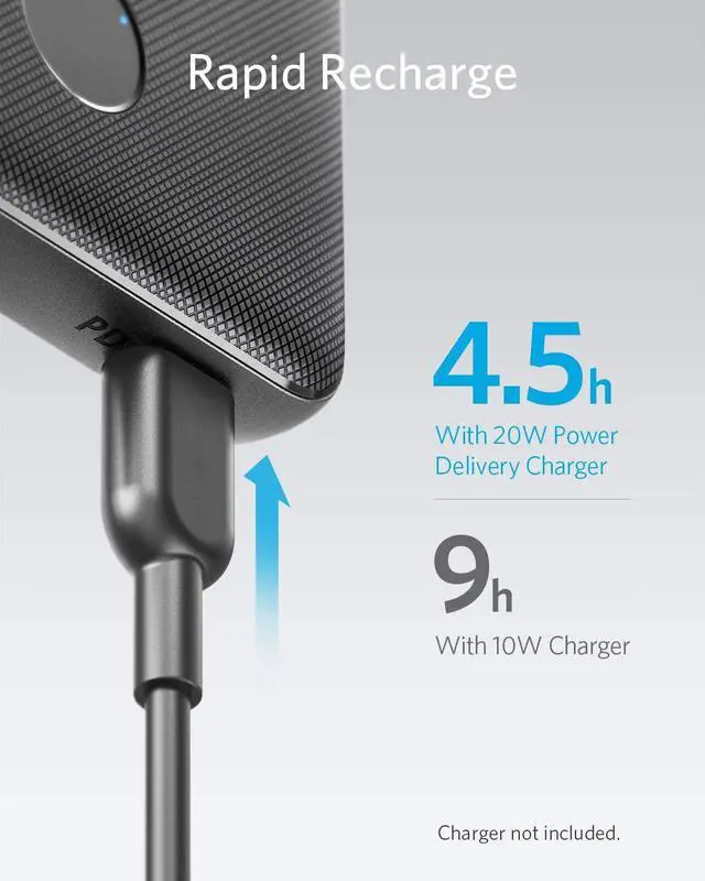 Alt view image 7 of 7 - Anker PowerCore Slim 10000 PD, 20W 10000mAh Power Delivery Power Bank, USB-C Portable Charger for iPhone 12/12 Mini/12 Pro/12 Pro Max, S10, Pixel 3, and More (Charger Not Include)