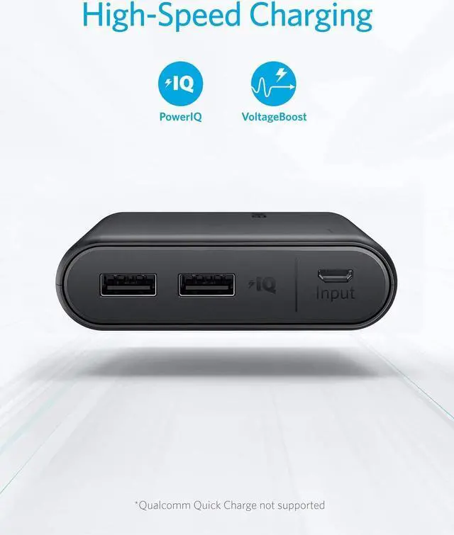 Alt view image 3 of 7 - Anker PowerCore 13000 Portable Charger - Compact 13000mAh 2-Port Ultra Portable Phone Charger Power Bank with PowerIQ and VoltageBoost Technology for iPhone, iPad, Samsung Galaxy (Black)