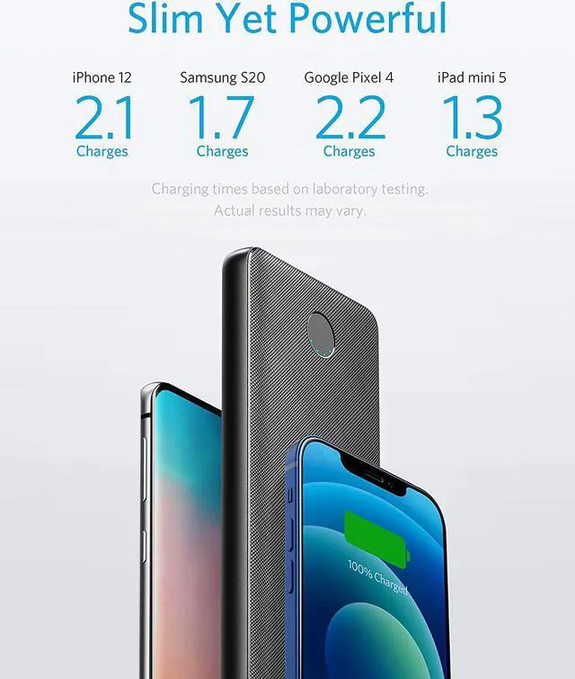 Alt view image 6 of 7 - Anker PowerCore Slim 10000 PD, 20W 10000mAh Power Delivery Power Bank, USB-C Portable Charger for iPhone 12/12 Mini/12 Pro/12 Pro Max, S10, Pixel 3, and More (Charger Not Include)