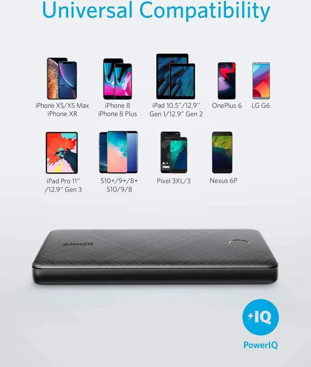 Alt view image 5 of 7 - Anker PowerCore Slim 10000, Ultra Slim Portable Charger, Ultra-Compact 10000mAh External Battery, High-Speed PowerIQ and VoltageBoost Charging Technology Power Bank for iPhone, Samsung Galaxy and More
