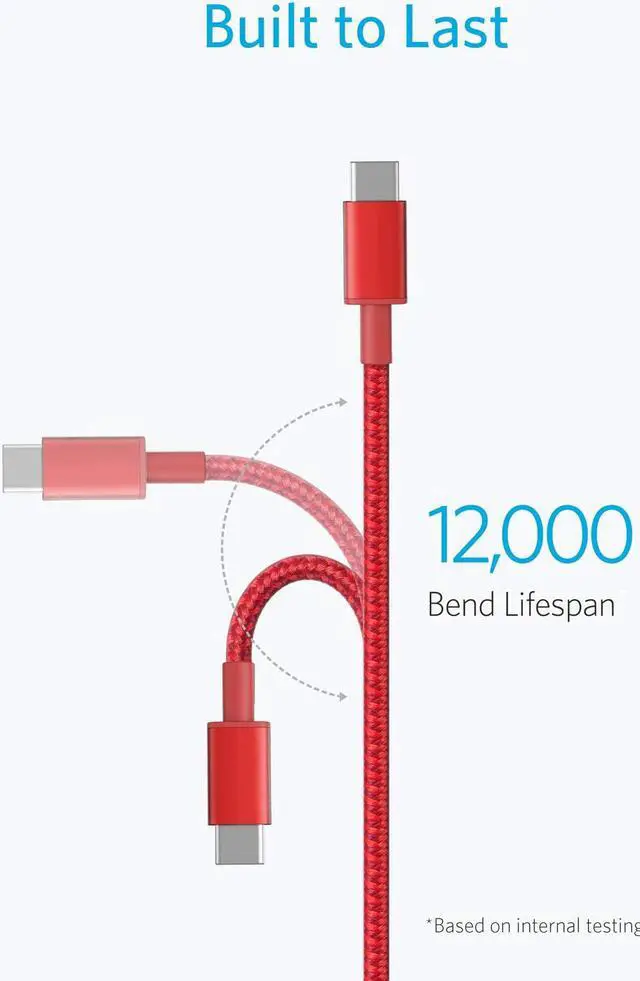 Alt view image 3 of 7 - USB C Cable, Anker 2 Pack New Nylon USB C to USB C Cable (6ft 60W), PD Type C Charging Cable for MacBook Pro 2020, iPad Pro, iPad Air 4, Galaxy S20, Switch, Pixel, LG and Other USB C Charger