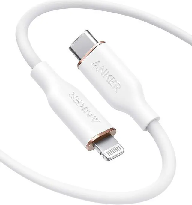 Main image of Anker Powerline III Flow, USB C to Lightning Cable for iPhone 12 Pro Max / 12/11 / XS/X/XR / 8 Plus, AirPods Pro, (6 ft) [MFi Certified] Supports Power Delivery, Silica Gel (Cloud White)