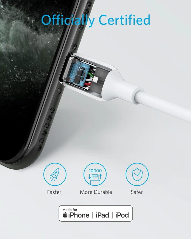 Alt view image 2 of 7 - Anker USB C to Lightning Cable (6 ft), Powerline III MFi Certified Fast Charging Lightning Cable for iPhone 11/11 Pro / 11 Pro Max/X/XS/XR Max / 8 /AirPods Pro, Supports Power Delivery