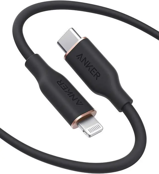 Main image of Anker Powerline III Flow, USB C to Lightning Cable for iPhone 12 Pro Max / 12/11 / XS/XR / 8 Plus, AirPods Pro, (6 ft) [MFi Certified] Supports Power Delivery, Silica Gel (Midnight Black)