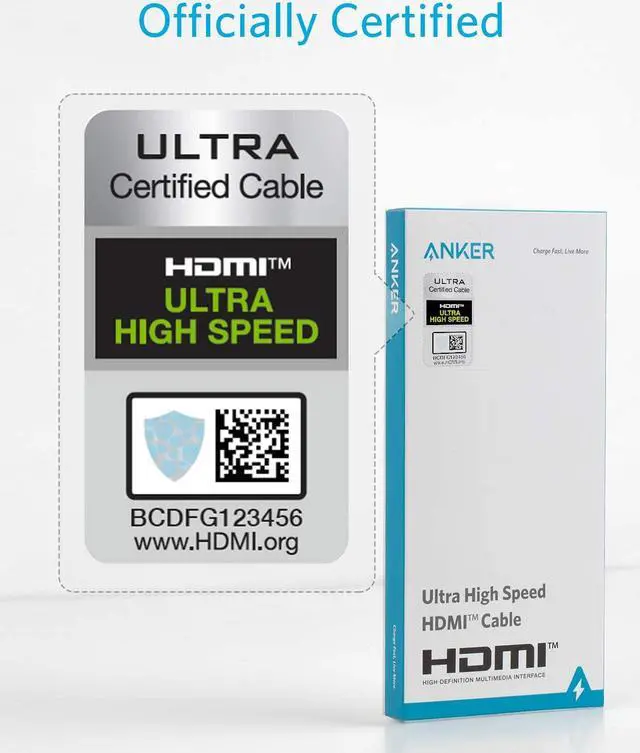 Alt view image 2 of 7 - Anker 8K@60Hz HDMI Cable, Ultra High Speed 4K@120Hz 48Gbps 6.6 ft Ultra HD HDMI to HDMI Cord, Support Dynamic HDR, eARC, Dolby Atmos, Compatible with PlayStation 5, Xbox Series X, Samsung TVs and More