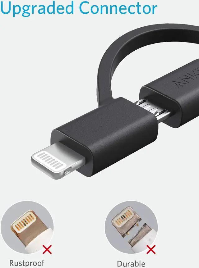 Alt view image 6 of 7 - Anker Powerline II 3-in-1 Cable, Lightning/Type C/Micro USB Cable for iPhone, iPad, Huawei, HTC, LG, Samsung Galaxy, Sony Xperia, Android Smartphones, and More, Universal Compatibility - 3 ft.