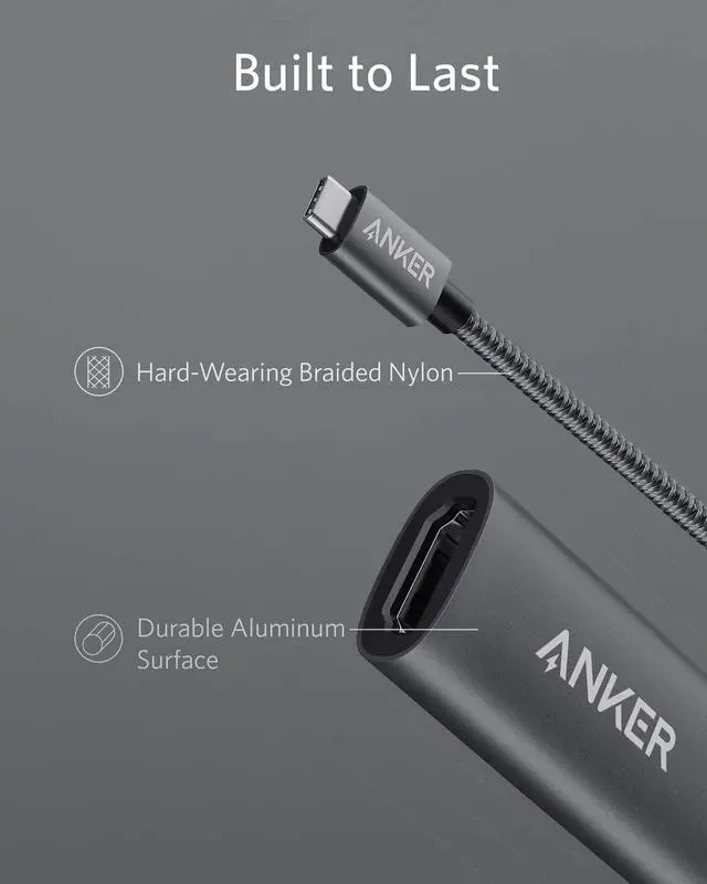 Alt view image 6 of 7 - Anker USB C to HDMI Adapter (4K@60Hz), 2 PowerExpand+ Aluminum Portable USB C Adapter, for MacBook Pro, MacBook Air, iPad Pro, Pixelbook, XPS, Galaxy, and More (Compatible with Thunderbolt 3 ports)