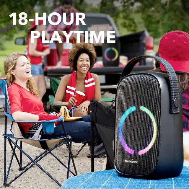 Alt view image 2 of 6 - Soundcore Rave Neo, Portable Bluetooth Speaker with Lights, BassUp Technology, Sync 100+ Speakers, 18H Playtime, Waterproof, Custom EQ, App
