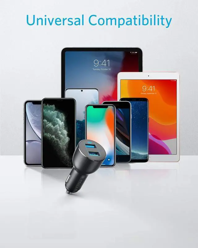 Alt view image 5 of 7 - Anker Car Charger, 36W Metal Dual USB Car Charger Adapter, PowerDrive III 2-Port 36W Alloy for Galaxy S20/ S20+/ S10/ S10e/ S10+, iPhone 11/11 Pro/ 11 Pro Max/XR, iPad Pro, and More
