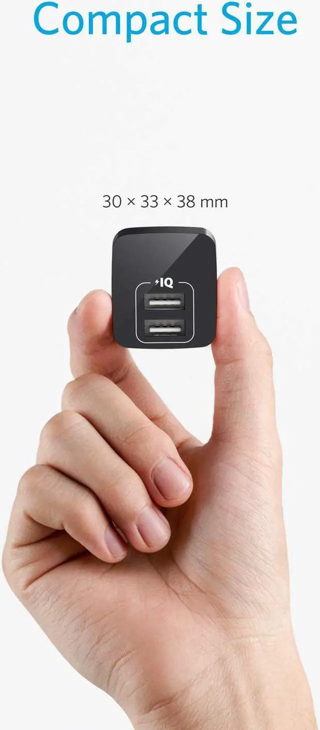 Alt view image 2 of 7 - Anker 2-Pack Dual Port 12W USB Wall Charger with Foldable Plug, PowerPort mini, Black