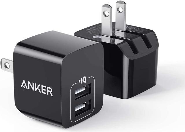 Anker - Cargador USB, puerto dual, 2 piezas, cargador de pared  de 12W con enchufe plegable, puerto de alimentación mini para iPhone XS/X /  8/8 Plus / 7 / 6s /