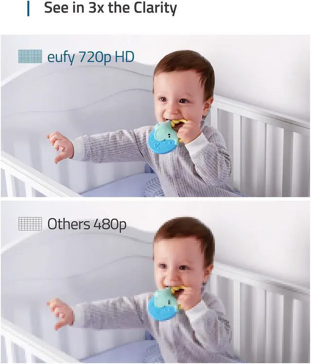 Alt view image 6 of 6 - eufy Security, Video Baby Monitor with Camera and Audio, 720p HD Resolution, Night Vision, 5" Display, 110° Wide-Angle Lens Included, Lullaby Player, Ideal for New Moms