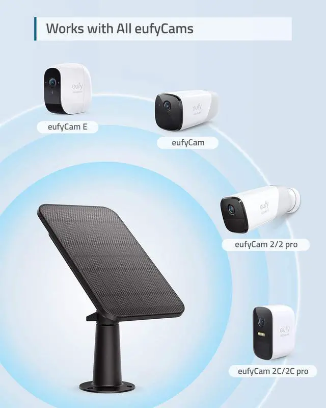 Alt view image 3 of 6 - eufy Security Certified eufyCam Solar Panel, Compatible with eufyCam, Continuous Power Supply, 2.6W Solar Panel, IP65 Weatherproof