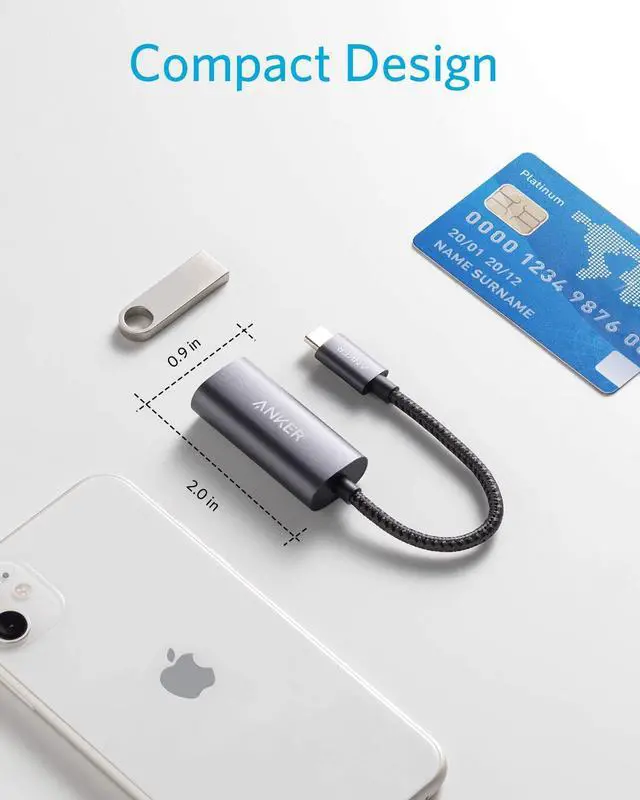 Alt view image 6 of 8 - Anker USB C to Ethernet Adapter, PowerExpand USB C to Gigabit Ethernet Adapter, Aluminum Portable USB C Adapter for MacBook Pro, MacBook Air 2018 and Later, iPad Pro 2018 and Later, XPS