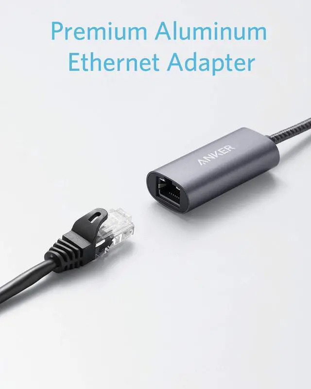 Alt view image 2 of 8 - Anker USB C to Ethernet Adapter, PowerExpand USB C to Gigabit Ethernet Adapter, Aluminum Portable USB C Adapter for MacBook Pro, MacBook Air 2018 and Later, iPad Pro 2018 and Later, XPS