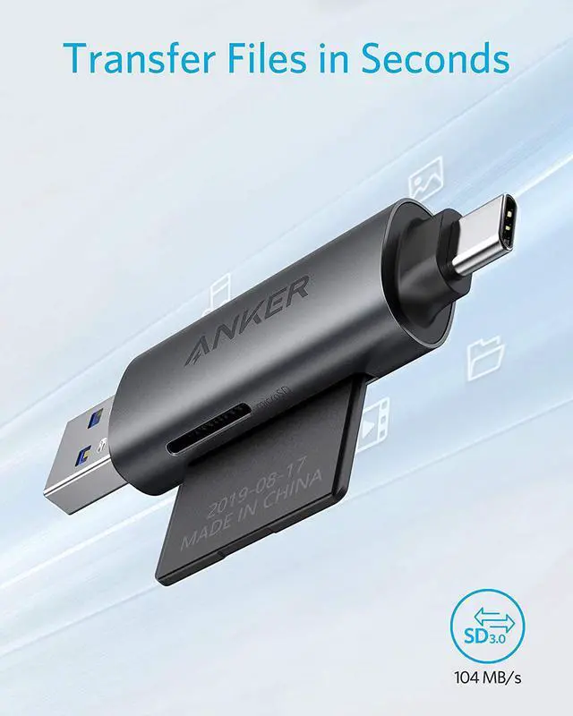 Alt view image 4 of 7 - Anker USB-C and USB 3.0 SD Card Reader, PowerExpand+ 2-in-1 Memory Card Reader with Dual Connectors, for SDXC, SDHC, SD, MMC, RS-MMC, Micro SDXC, Micro SD, Micro SDHC Card, and UHS-I Cards