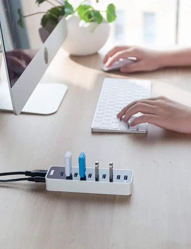 Alt view image 7 of 7 - Anker [Upgraded Version] USB 3.0 SuperSpeed 10-Port Hub Including a BC 1.2 Charging Port with 60W (12V / 5A) Power Adapter [VIA VL812-B2 Chipset and Updated Firmware 9081] AH231
