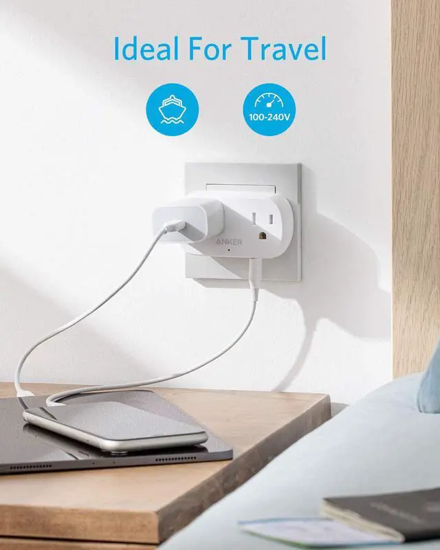 Alt view image 7 of 7 - Anker AC Outlet and USB Wall Plug, PowerExtend USB Plug 2 Mini Wall Charger with 2 outlets, 2 USB Ports and PowerIQ Technology