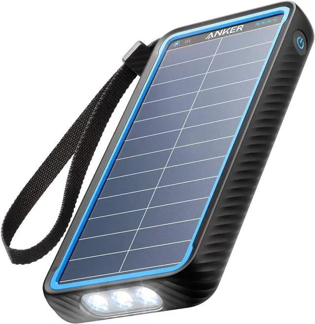 Main image of Anker Solar Power Bank, PowerCore Solar 10000 Dual-Port Solar Charger with Flashlight, IP64 Splashproof, Dustproof for Outdoor Activities, Compatible with Smartphones