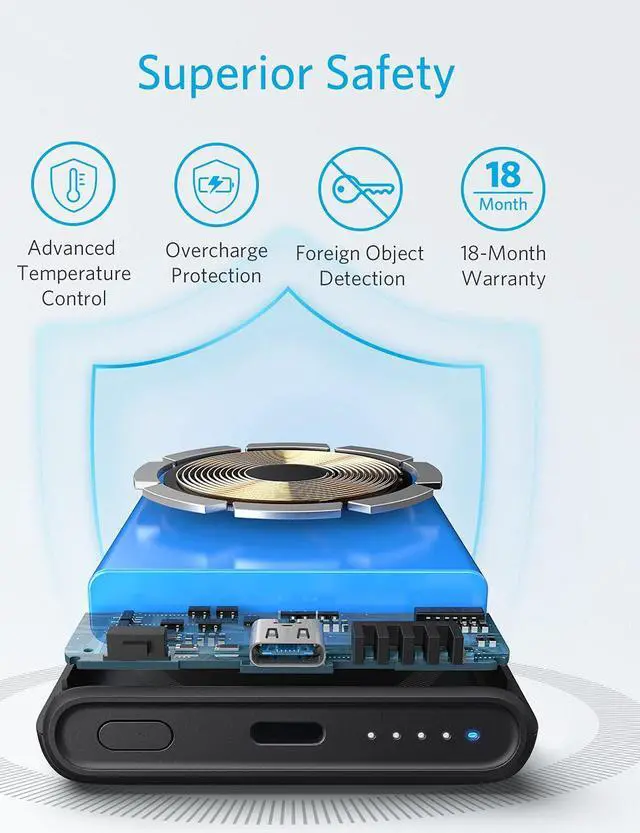 Alt view image 6 of 7 - Anker Magnetic Wireless Portable Charger, PowerCore Magnetic 5K Wireless 5,000mAh Power Bank with USB-C Cable, Design for iPhone 12/12 Pro / 12 Pro Max / 12 Mini
