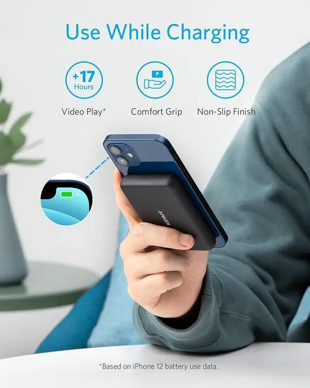 Alt view image 4 of 7 - Anker Magnetic Wireless Portable Charger, PowerCore Magnetic 5K Wireless 5,000mAh Power Bank with USB-C Cable, Design for iPhone 12/12 Pro / 12 Pro Max / 12 Mini