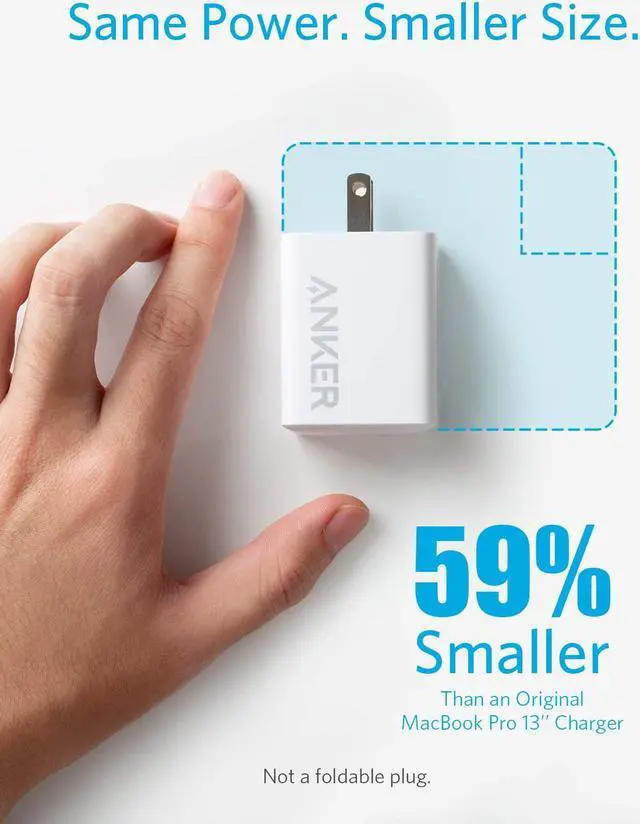 Alt view image 4 of 7 - USB C Charger, Anker 65W PIQ 3.0 PPS Compact Fast Charger Adapter, PowerPort III Pod Lite, for MacBook Pro/Air, Galaxy S20/S10, Dell XPS 13, Note 10+/10, iPhone 11/Pro, iPad Pro, Pixel, and More
