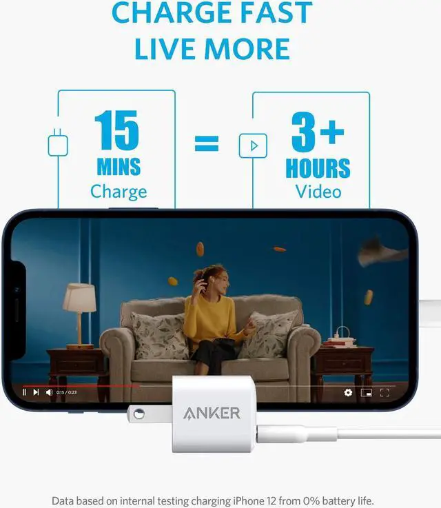 Alt view image 5 of 7 - USB C Charger, Anker Nano Charger PIQ 3.0 Durable Compact Fast Charger, PowerPort III for iPhone 12/12 Mini/12 Pro/12 Pro Max/11, Galaxy, Pixel 4/3, iPad Pro (Cable Not Included)