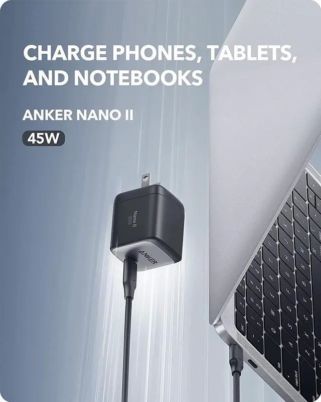 Alt view image 2 of 7 - USB C Charger, Anker Nano II 45W Fast Charger Adapter, PPS Supported, GaN II Foldable Compact Charger for MacBook Pro 13?, Galaxy S21/S21+/S20, Note 20/10, iPhone 12/Pro, iPad Pro, Pixel, and More