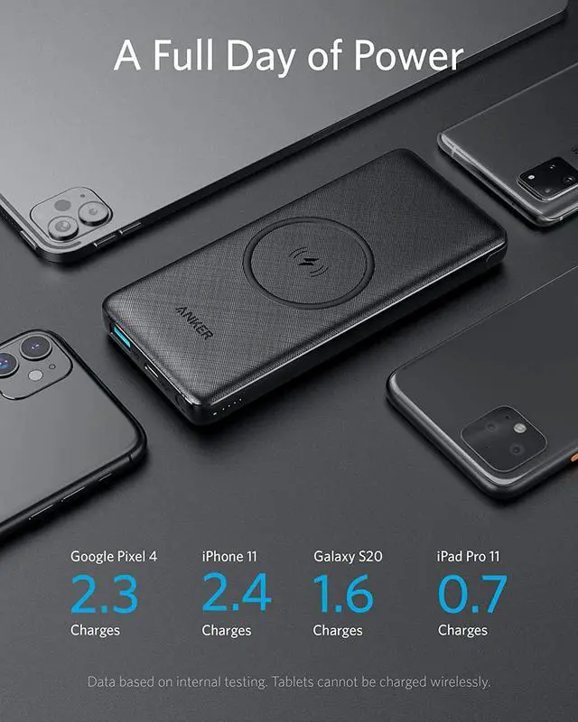 Alt view image 7 of 8 - Anker Wireless Power Bank 10,000mAh, PowerCore III 10K Wireless Portable Charger with Qi-Certified 10W Wireless Charging and 18W USB-C Quick Charge for iPhone 12,Mini, Pro, iPad, AirPods, and More