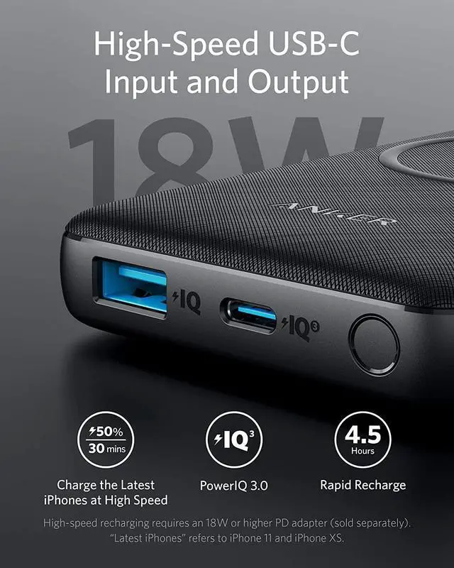 Alt view image 6 of 8 - Anker Wireless Power Bank 10,000mAh, PowerCore III 10K Wireless Portable Charger with Qi-Certified 10W Wireless Charging and 18W USB-C Quick Charge for iPhone 12,Mini, Pro, iPad, AirPods, and More