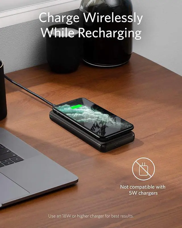 Alt view image 4 of 8 - Anker Wireless Power Bank 10,000mAh, PowerCore III 10K Wireless Portable Charger with Qi-Certified 10W Wireless Charging and 18W USB-C Quick Charge for iPhone 12,Mini, Pro, iPad, AirPods, and More