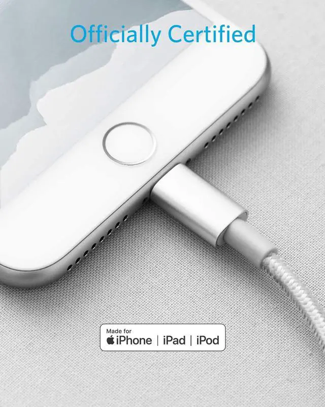 Alt view image 4 of 7 - Anker iPhone 12 Charger Cable, New Nylon USB-C to Lightning Charging Cord for [6 ft MFi Certified] for iPhone 12/11 Pro/X/XS/XR / 8 Plus/iPad 8, Supports Power Delivery
