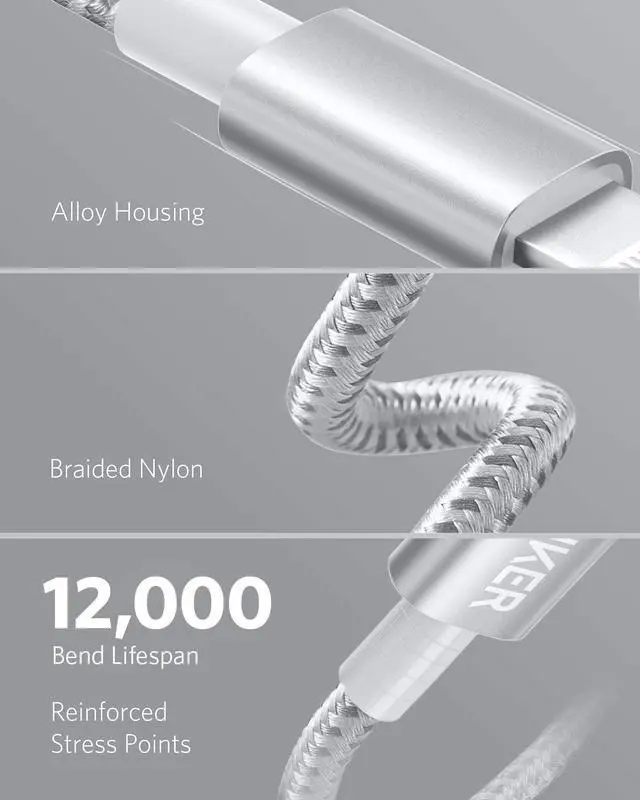 Alt view image 5 of 7 - Anker iPhone 12 Charger Cable, New Nylon USB-C to Lightning Charging Cord for [6 ft MFi Certified] for iPhone 12/11 Pro/X/XS/XR / 8 Plus/iPad 8, Supports Power Delivery