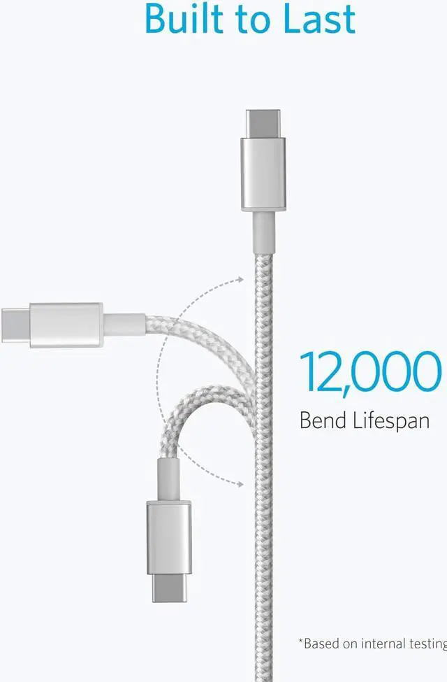 Alt view image 3 of 7 - USB C Cable, Anker 2 Pack New Nylon USB C to USB C Cable (3.3ft 60W), PD Type C Charging Cable for MacBook Pro 2020, iPad Pro, iPad Air 4, Galaxy S20, Switch, Pixel, LG and Other USB C Charger