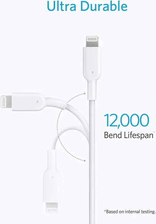 Alt view image 3 of 6 - Anker USB C to Lightning Cable, Powerline II [10ft MFi Certified] Extra Long Charging Cord for iPhone 12 Pro Max 12 11 Pro X XS XR 8 Plus AirPods Pro, Supports Power Delivery(White)