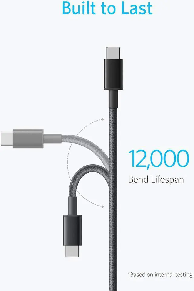 Alt view image 3 of 7 - USB C Cable, Anker 2 Pack New Nylon USB C to USB C Cable (3.3ft 60W), PD Type C Charging Cable for MacBook Pro 2020, iPad Pro, iPad Air 4, Galaxy S20, Switch, Pixel, LG and Other USB C Charger