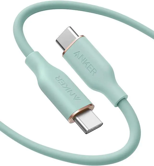 Main image of Anker Powerline III Flow, USB C to USB C Cable 100W 6ft, Type C Charging Cable Fast Charge for MacBook Pro 2020, iPad Pro, iPad Air, Galaxy S20, Pixel, Switch, LG, and More(Mint Green)