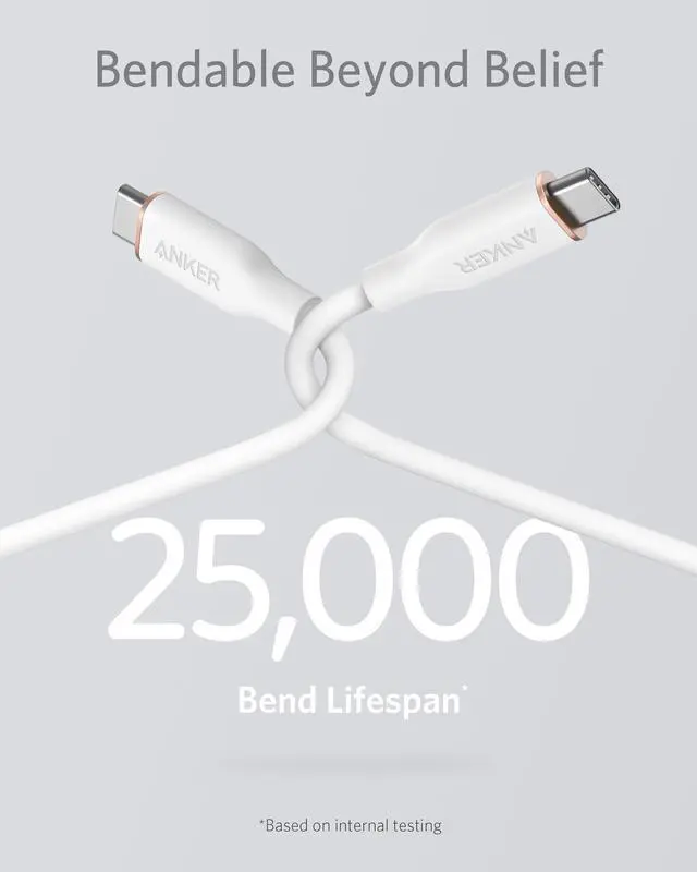 Alt view image 3 of 7 - Anker Powerline III Flow, USB C to USB C Cable 100W 6ft, Type C Charging Cable Fast Charge for MacBook Pro 2020, iPad Pro, iPad Air, Galaxy S20, Pixel, Switch, LG, and More(Cloud White)