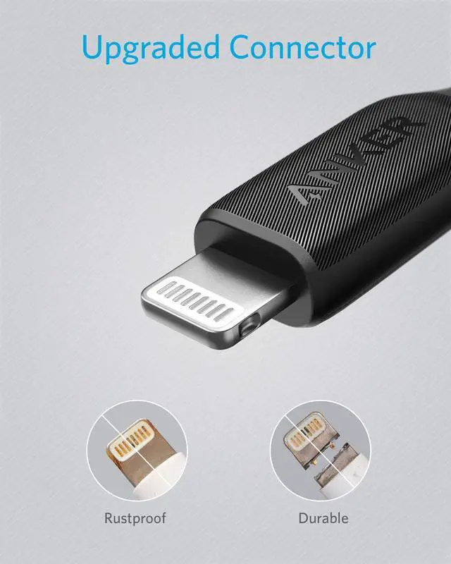Alt view image 4 of 7 - Anker Powerline III Lightning Cable 6 Foot iPhone Charger Cord MFi Certified for iPhone 11 Pro Max, 11 Pro, X, Xs, Xr, Xs Max, 8, 8 Plus, 7, 7 Plus, 6 and More, Ultra Durable (Black)