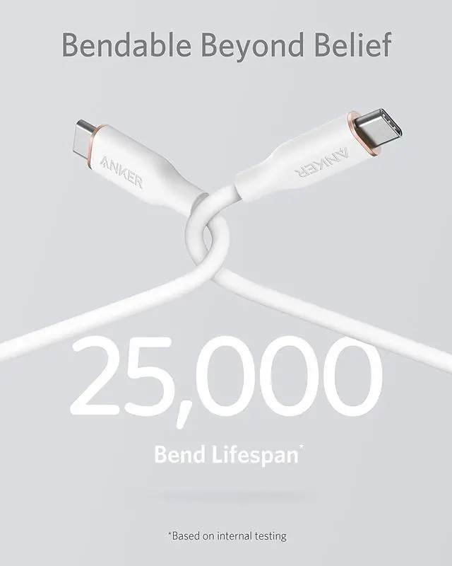 Alt view image 4 of 6 - Anker Powerline III Flow, USB C to USB C Cable 100W 3ft, Type C Charging Cable Fast Charge for MacBook Pro 2020, iPad Pro, iPad Air, Galaxy S20, Pixel, Switch, LG, and More(Cloud White)