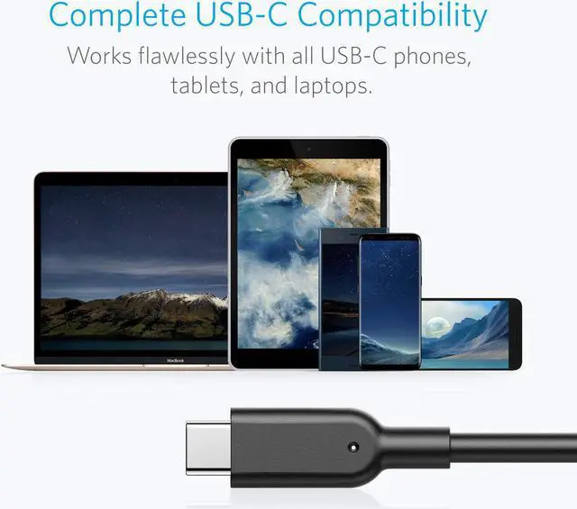 Alt view image 5 of 7 - Anker Powerline II USB-C to USB 3.1 Gen2 Cable(3ft), USB-IF Certified for Samsung Galaxy Note 8, S8, S8+, S9, S10, iPad Pro 2018, MacBook, Sony XZ, LG V20 G5 G6, HTC 10, Xiaomi 5 and More