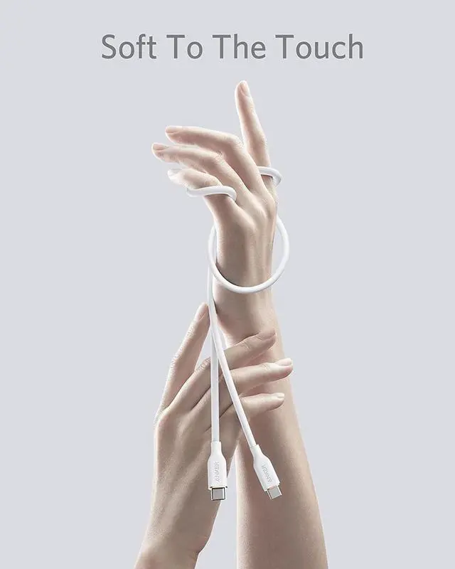 Alt view image 2 of 7 - Anker Powerline III Flow, USB C to USB C Cable 100W 6ft, Type C Charging Cable Fast Charge for MacBook Pro 2020, iPad Pro, iPad Air, Galaxy S20, Pixel, Switch, LG, and More(Cloud White)