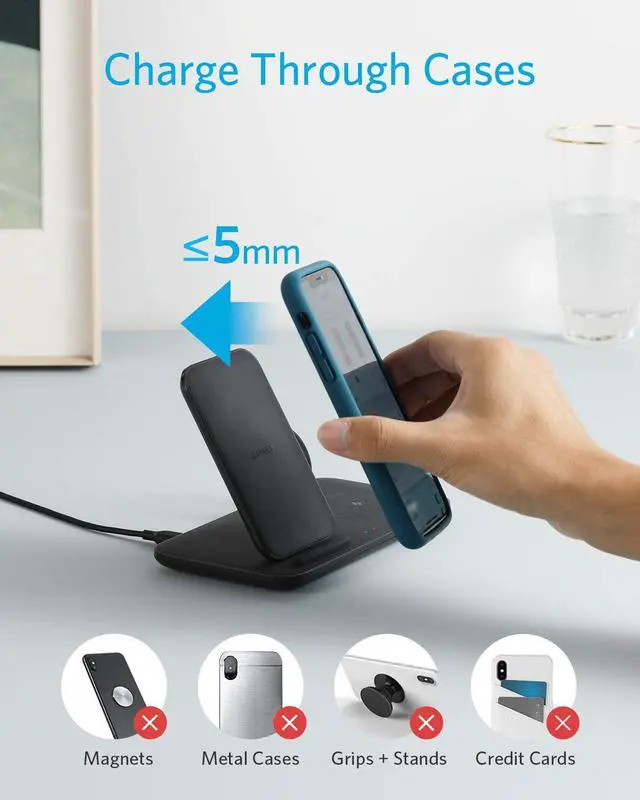 Alt view image 7 of 7 - Anker Wireless Charging Station With Power Adapter for Apple Products, PowerWave 3 in 1 Qi-Certified Stand for Apple iWatch, iPhone 12, 12 Mini, 12 Pro, AirPods Pro (Watch Charging Cable Not Included)