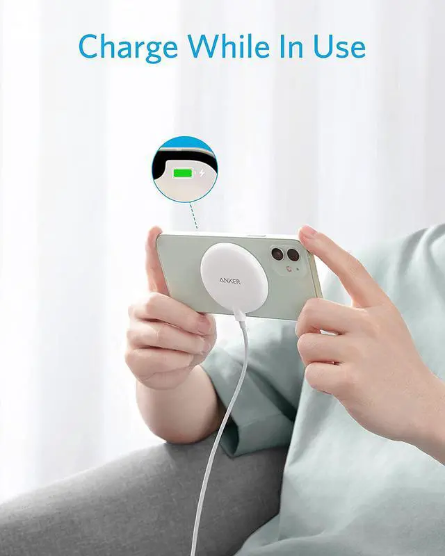 Alt view image 3 of 7 - Anker Magnetic Wireless Charger, with 5 ft Built-in USB-C Cable, PowerWave Magnetic Pad Lite Only for iPhone 12 /12 Pro / 12 Pro Max /12 Mini (No AC Adapter)