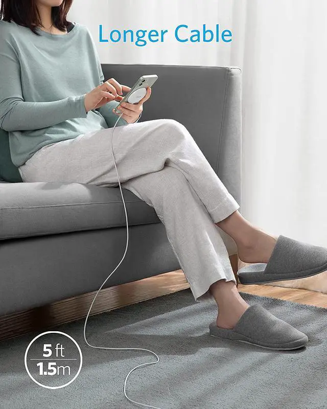 Alt view image 4 of 7 - Anker Magnetic Wireless Charger, with 5 ft Built-in USB-C Cable, PowerWave Magnetic Pad Lite Only for iPhone 12 /12 Pro / 12 Pro Max /12 Mini (No AC Adapter)
