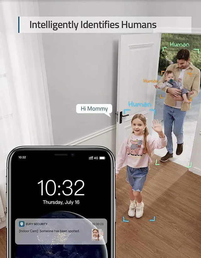 Alt view image 4 of 6 - eufy Security Solo IndoorCam P24, 2K Pan & Tilt Security Indoor Camera, Plug-in Camera with Wi-Fi, Human & Pet AI, Voice Assistant Compatibility, Night Vision, Motion Tracking, HomeBase not Compatible